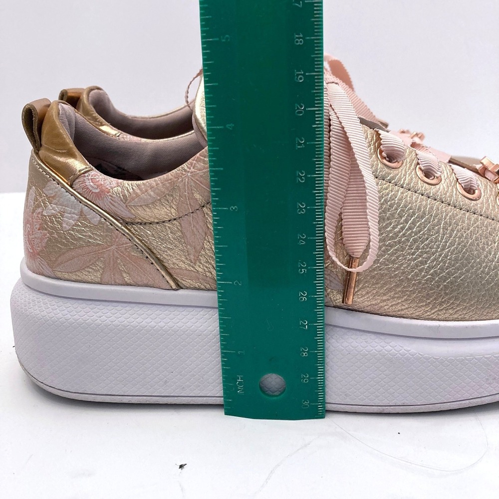 Ted Baker Rose Gold‎ Floral Sneakers Metallic Ribbon Laces Womens 6/6.5 EU 37 - Picture 4 of 13